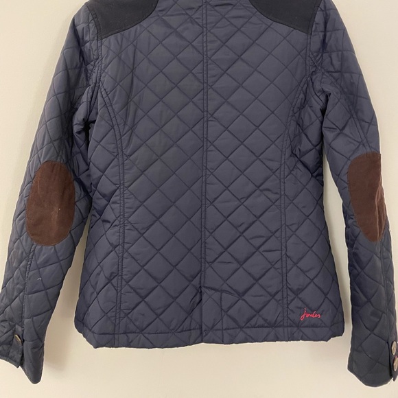 Joules Quilted Navy Jacket with Brown Elbow Patches Size 6 - Picture 7 of 10